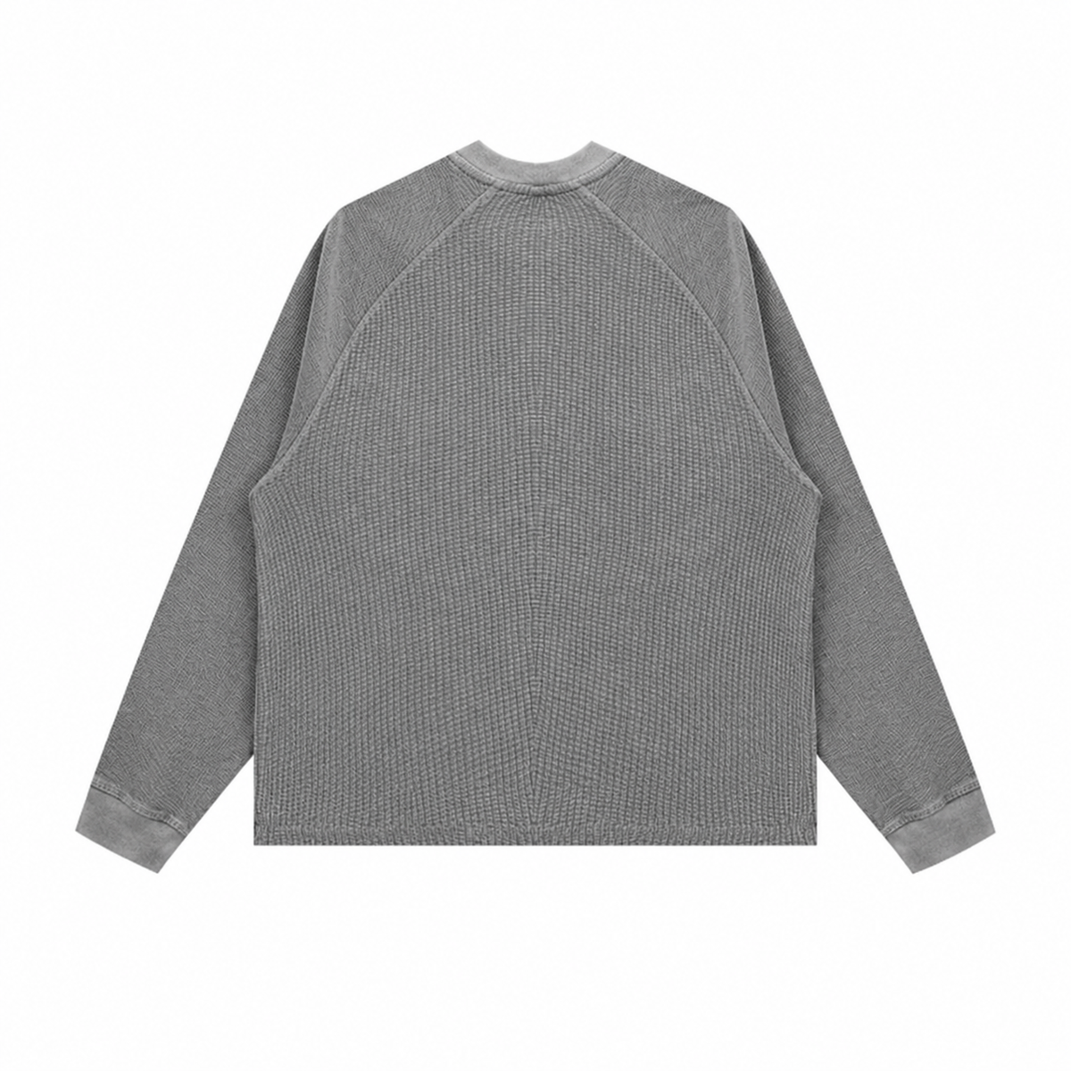 Washed Waffle Cotton Raglan Long Sleeve Tee 340G