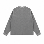 Washed Waffle Cotton Raglan Long Sleeve Tee 340G