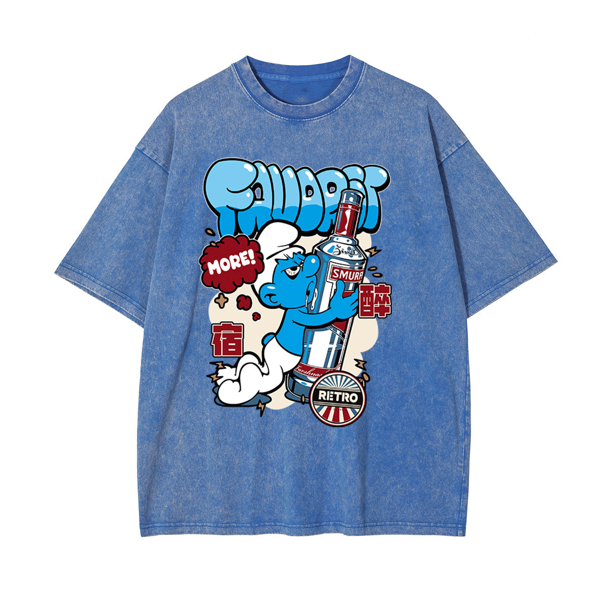 Chinese Characters Hangover Graphic Washed Tee-INNBLAC Fashion Apparel