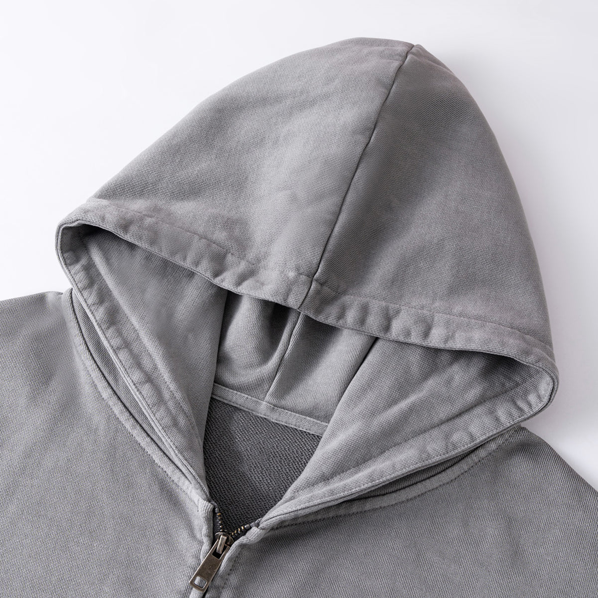 Heavyweight Washed Cotton Zip-Up Hoodie
