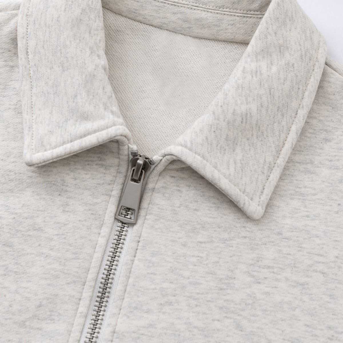 Relaxed Zip-Front Solid Color Sweatshirt