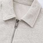 Relaxed Zip-Front Solid Color Sweatshirt