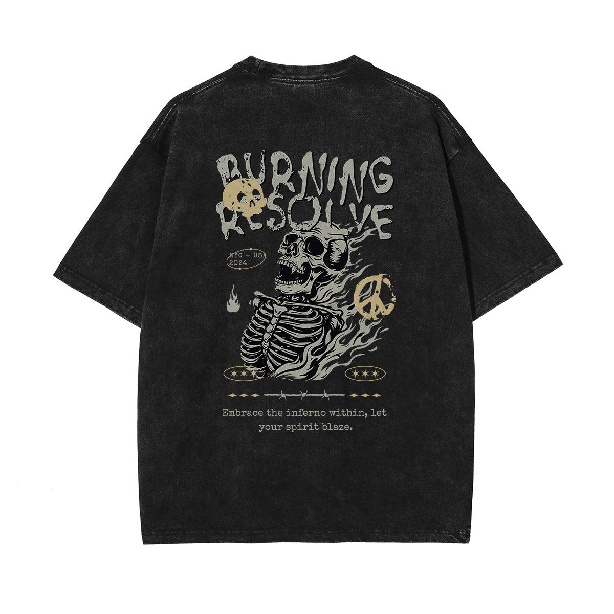 Skull Graphic Stone Wash Tee-INNBLAC Fashion Apparel