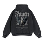 Washed Skull Graphic Double Slider Zip Hoodie-INNBLAC Fashion Apparel