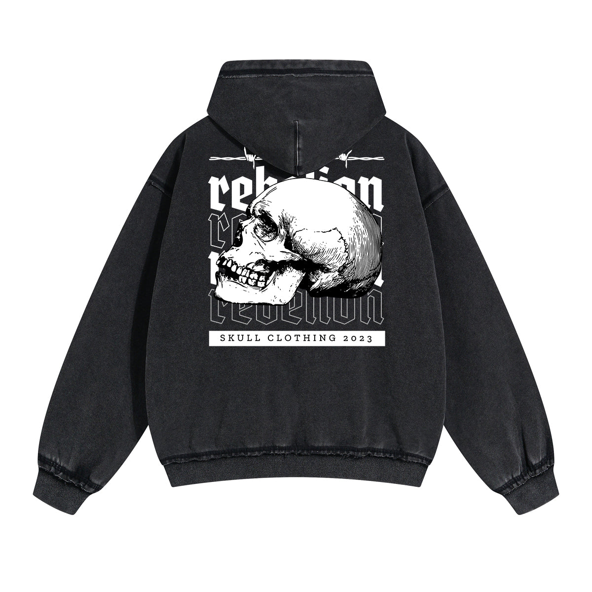 Punk Skull Graphic Zipper Hoodie-INNBLAC Fashion Apparel