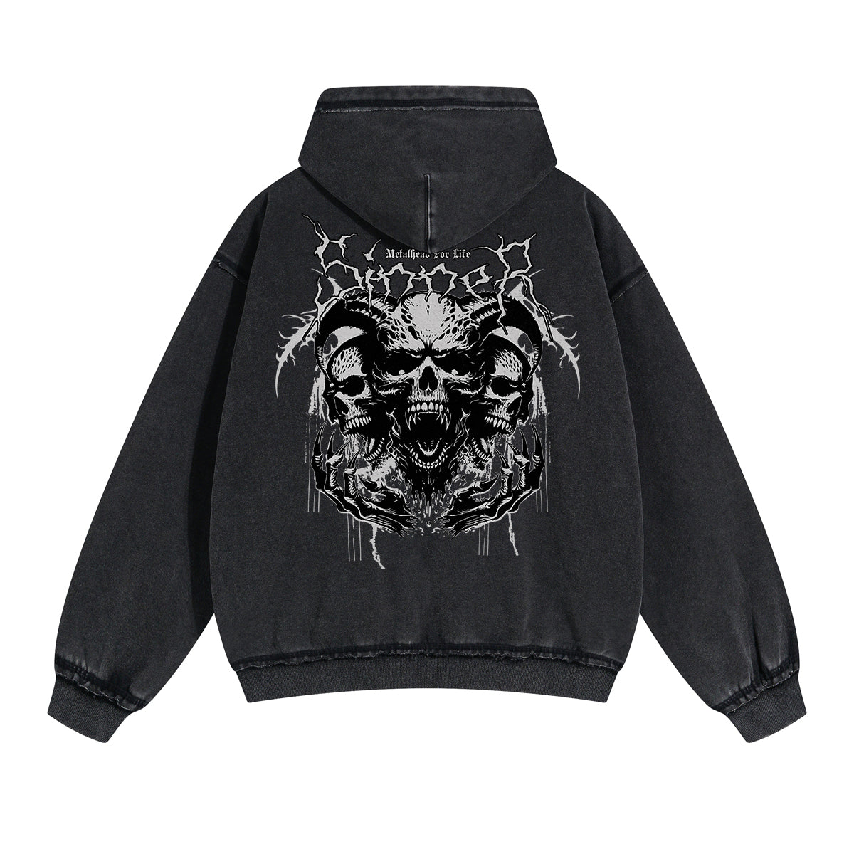 Punk Skull Graphic Zipper Hoodie-INNBLAC Fashion Apparel