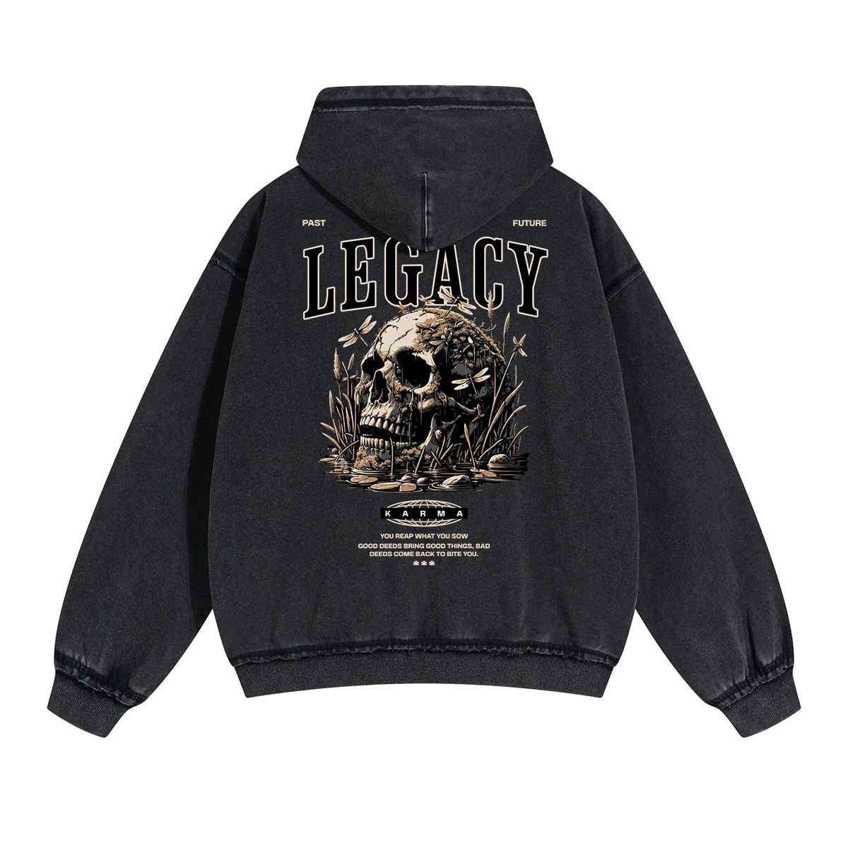 Punk Skull Graphic Zipper Hoodie-INNBLAC Fashion Apparel