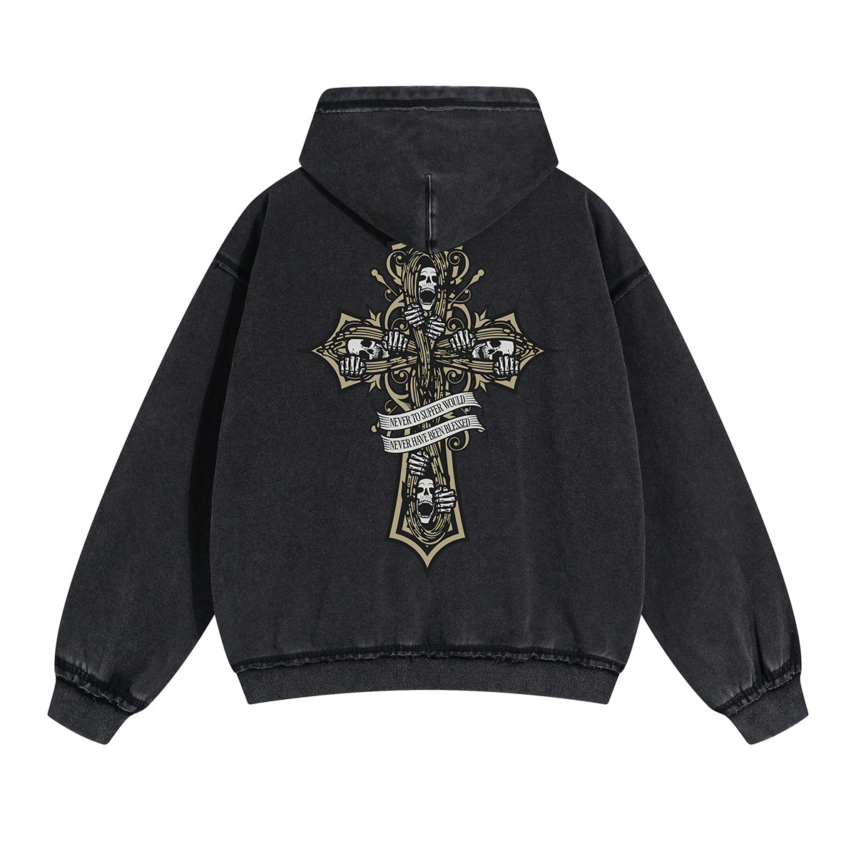 Gothic Skeleton Back Print Hoodie-INNBLAC Fashion Apparel