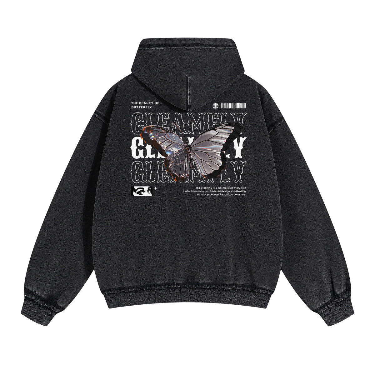 Gothic Butterfly Back Print Hoodie-INNBLAC Fashion Apparel