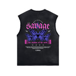 Butterfly Graphic Stone Wash Tank Top-INNBLAC Fashion Apparel