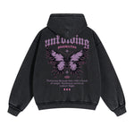 Butterfly Graphic Double Slider Zip Hoodie-INNBLAC Fashion Apparel