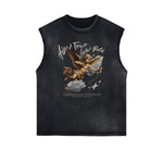 Stone Wash Cupid Angel Graphic Sleeveless Tee