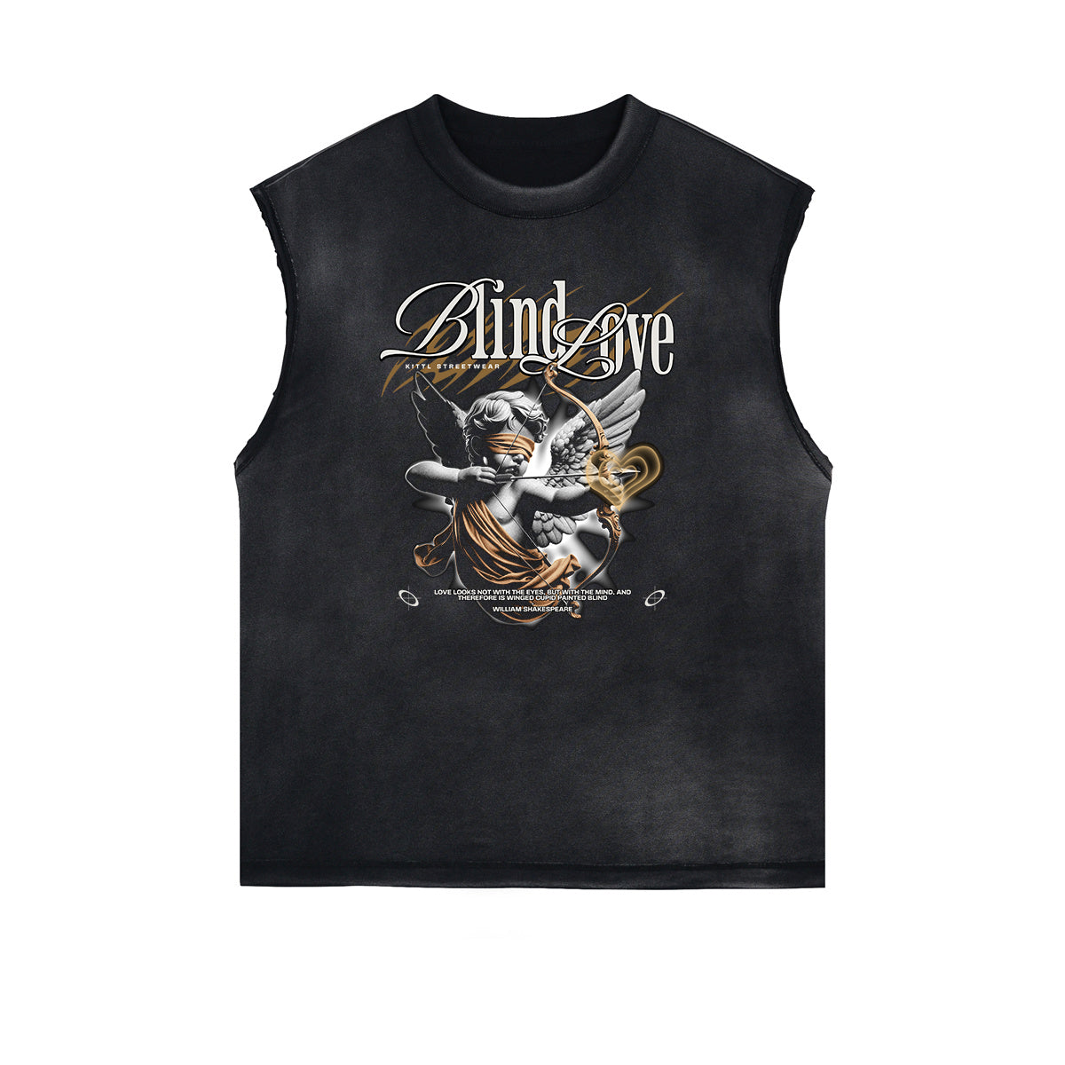Stone Wash Cupid Angel Graphic Sleeveless Tee