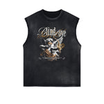 Stone Wash Cupid Angel Graphic Sleeveless Tee