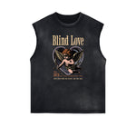 Stone Wash Cupid Angel Graphic Sleeveless Tee
