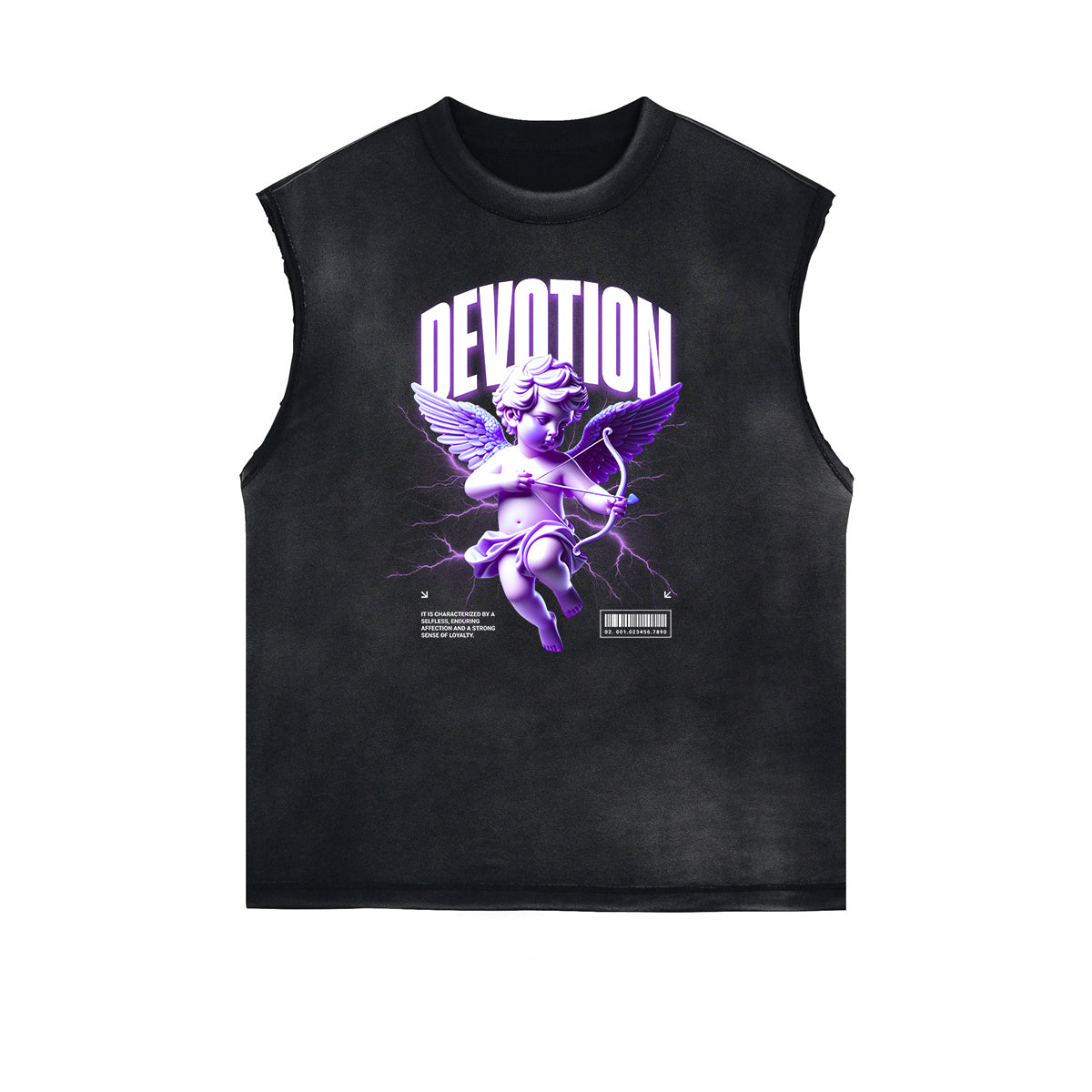 Stone Wash Cupid Angel Graphic Sleeveless Tee