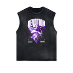 Stone Wash Cupid Angel Graphic Sleeveless Tee
