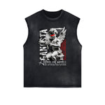 Stone Wash Cupid Angel Graphic Sleeveless Tee