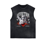Stone Wash Cupid Angel Graphic Sleeveless Tee