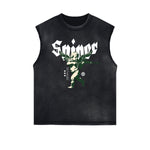 Stone Wash Cupid Angel Graphic Sleeveless Tee