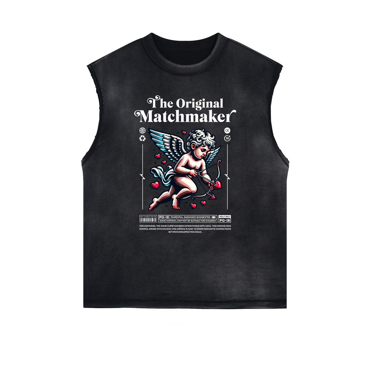 Stone Wash Cupid Sniper Streetwear Tank Top
