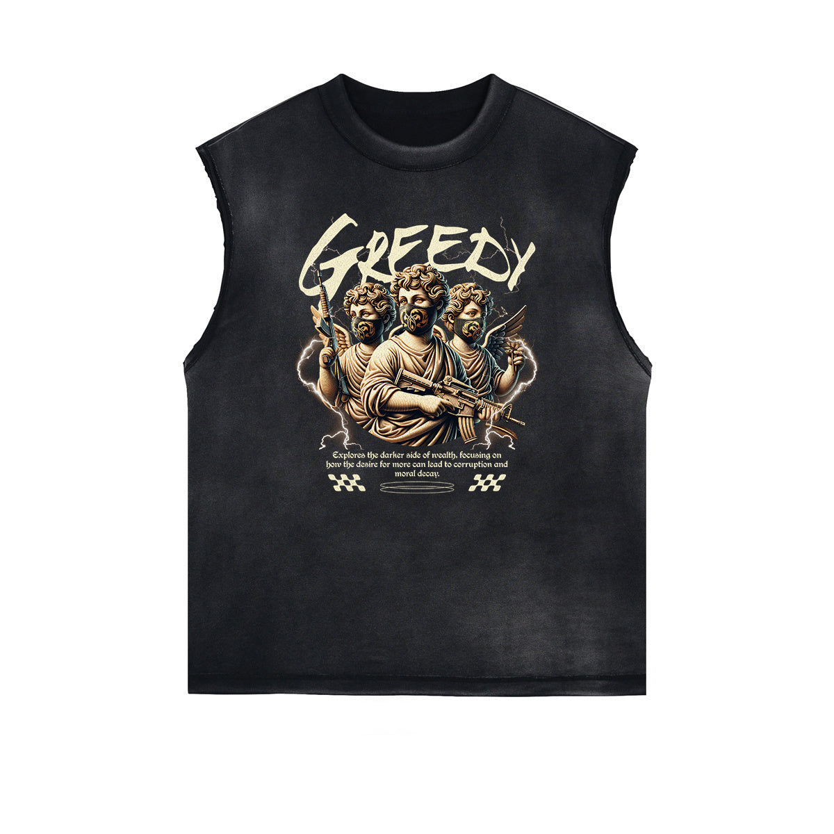 Stone Wash Cupid Sniper Streetwear Tank Top