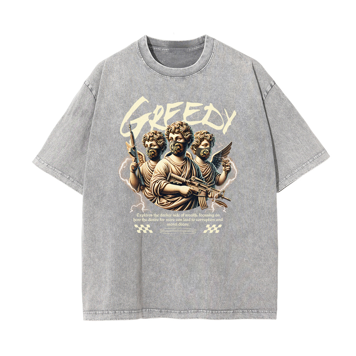 Stone Wash Cupid Sniper Streetwear Tee