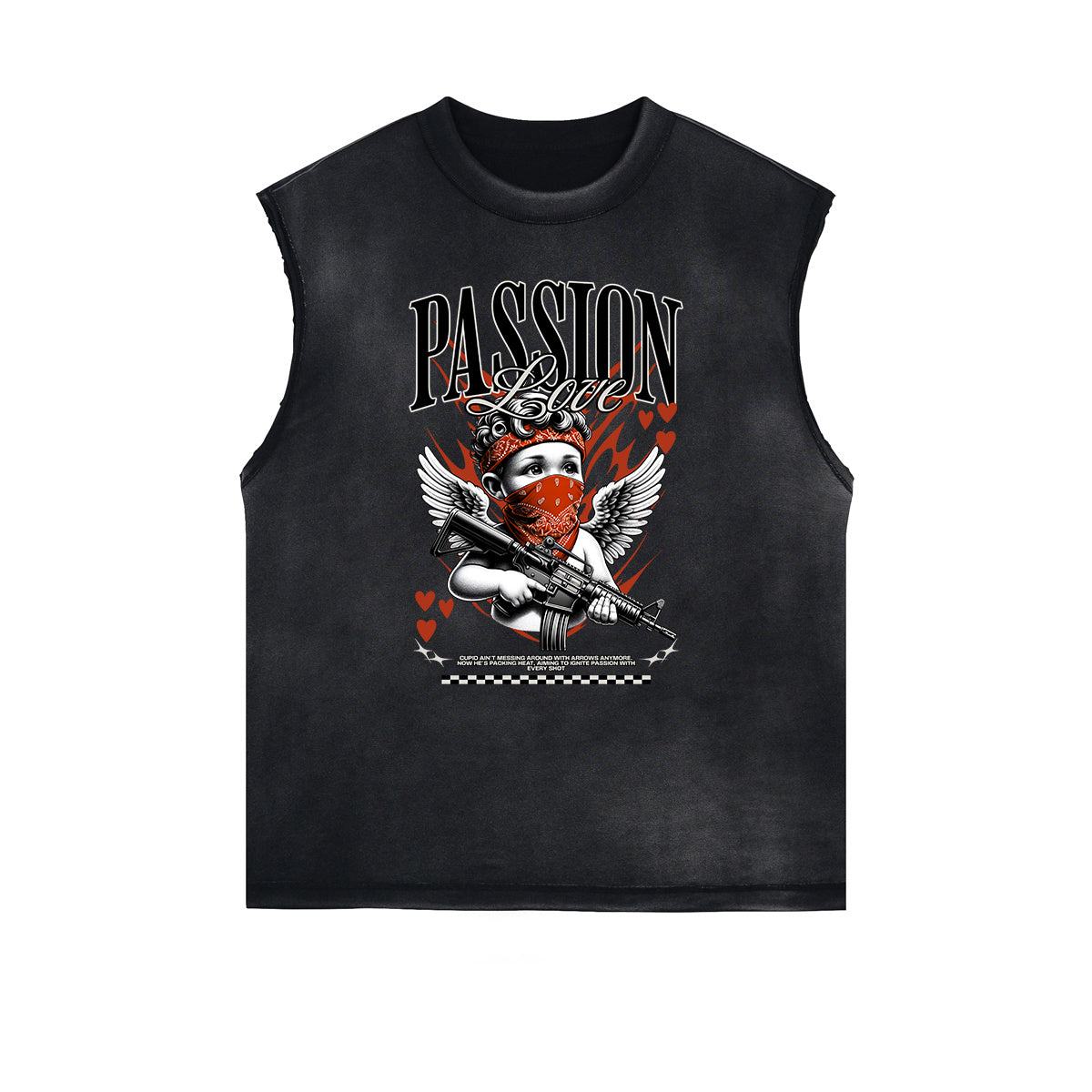 Stone Wash Cupid Sniper Streetwear Tank Top