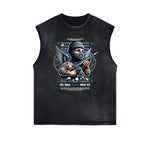 Stone Wash Cupid Sniper Streetwear Tank Top