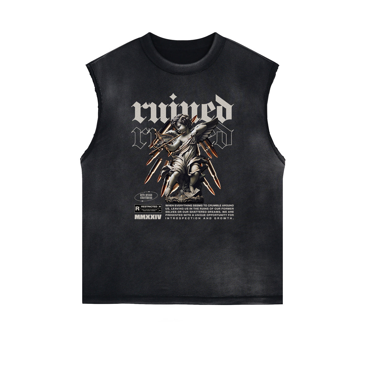 Stone Wash Cupid Sniper Streetwear Tank Top