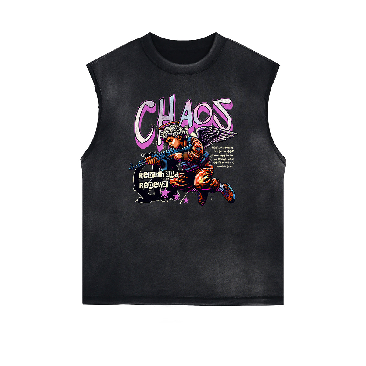 Stone Wash Cupid Sniper Streetwear Tank Top