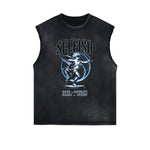 Stone Wash Cupid Sniper Streetwear Tank Top