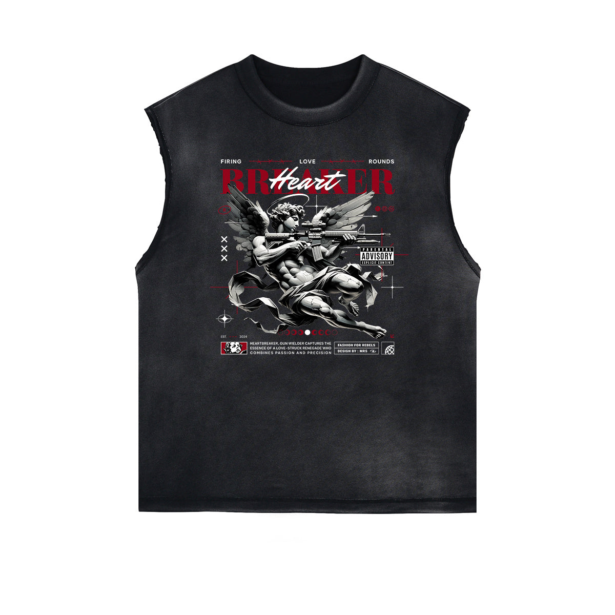 Stone Wash Cupid Sniper Streetwear Tank Top