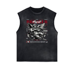 Stone Wash Cupid Sniper Streetwear Tank Top