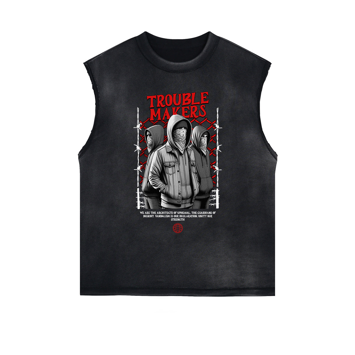 Sleeveless Washed Faded Abstract Graphic Tee
