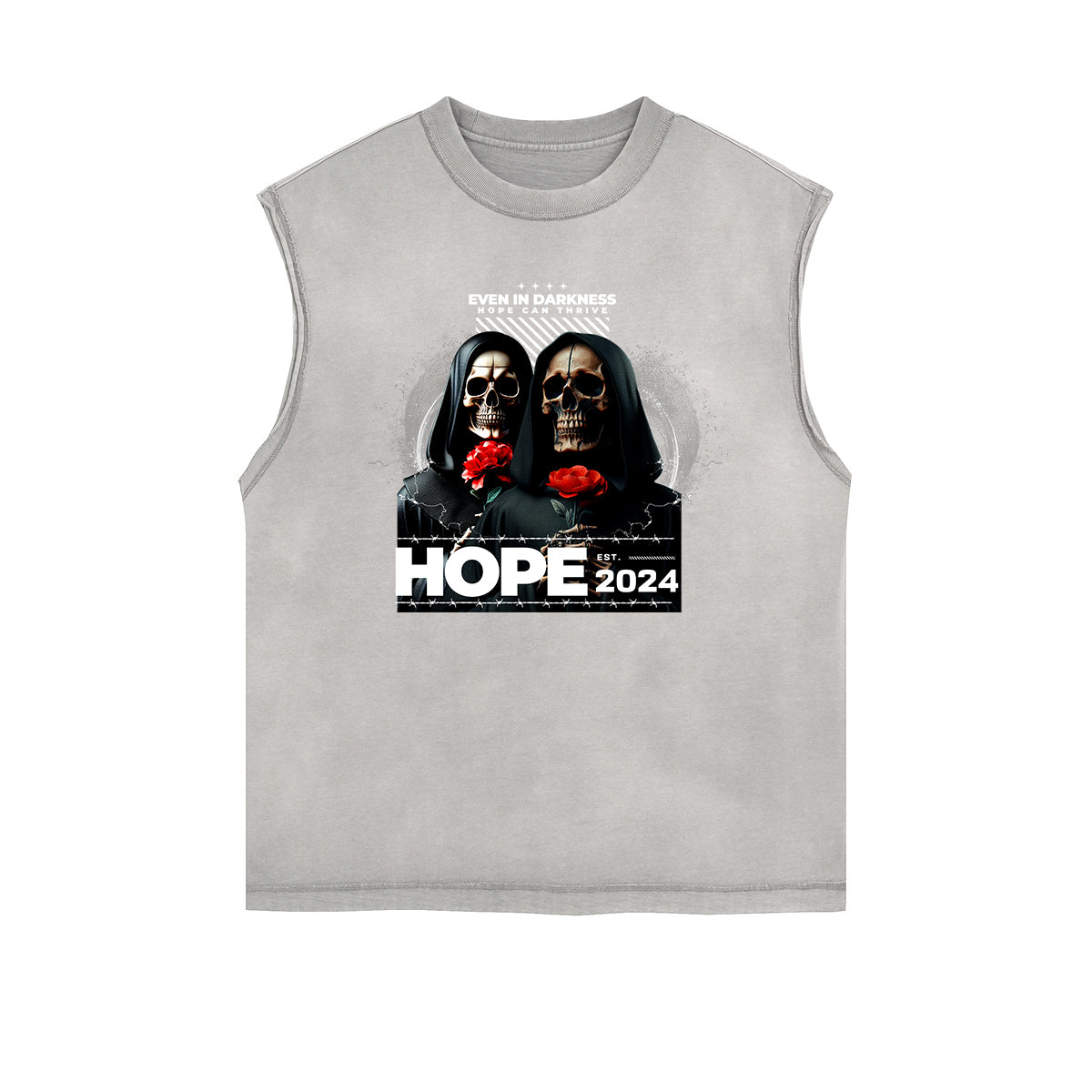 Stone Wash Streetwear Abstract Graphic Tank Top
