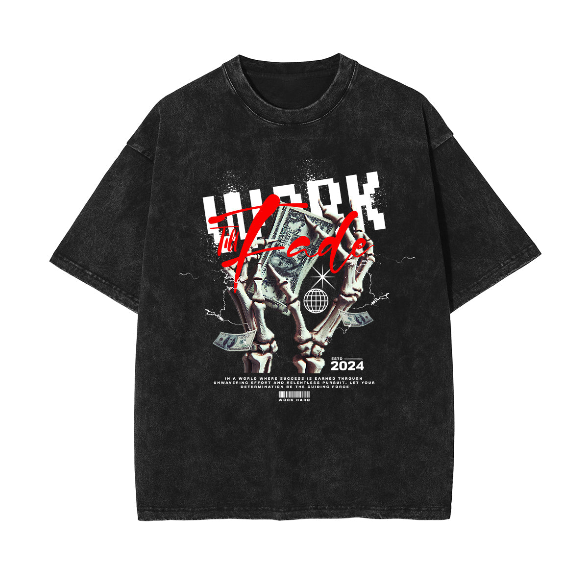 Stone Wash Abstract Pattern T Shirt