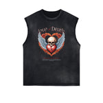Washed Faded Streetwear Pattern Tank