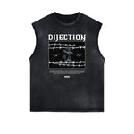 Sleeveless Streetwear Graphic Thick T Shirt