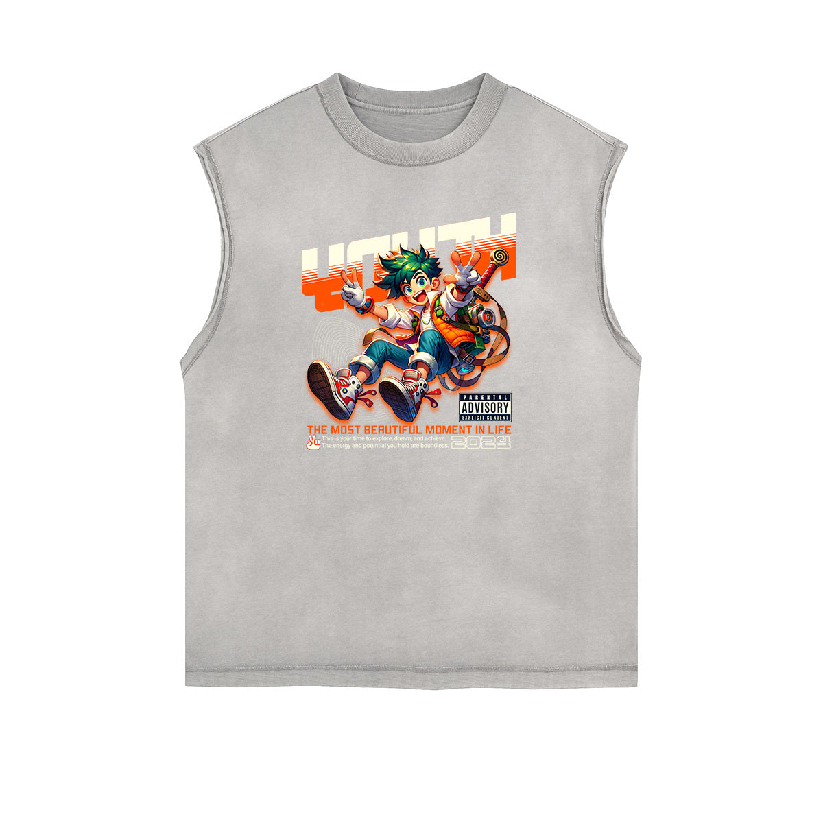 Street Style Washed Faded Thick Tank Top
