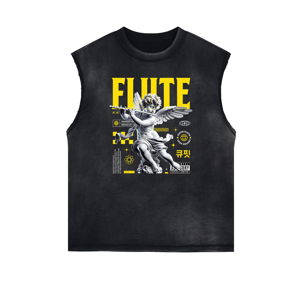 Washed Faded Cupid Statues Graphic Tank Top