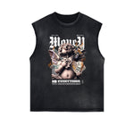 Washed Faded Cupid Statues Graphic Tank Top