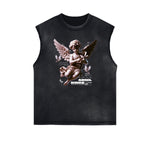 Washed Faded Cupid Statues Graphic Tank Top