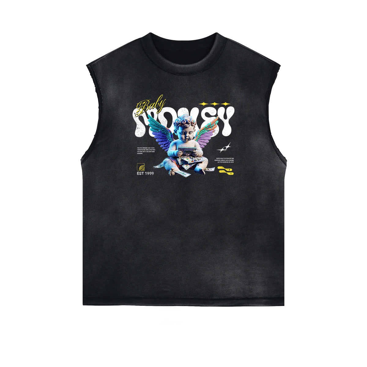 Washed Faded Cupid Statues Graphic Tank Top