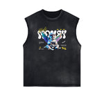 Washed Faded Cupid Statues Graphic Tank Top