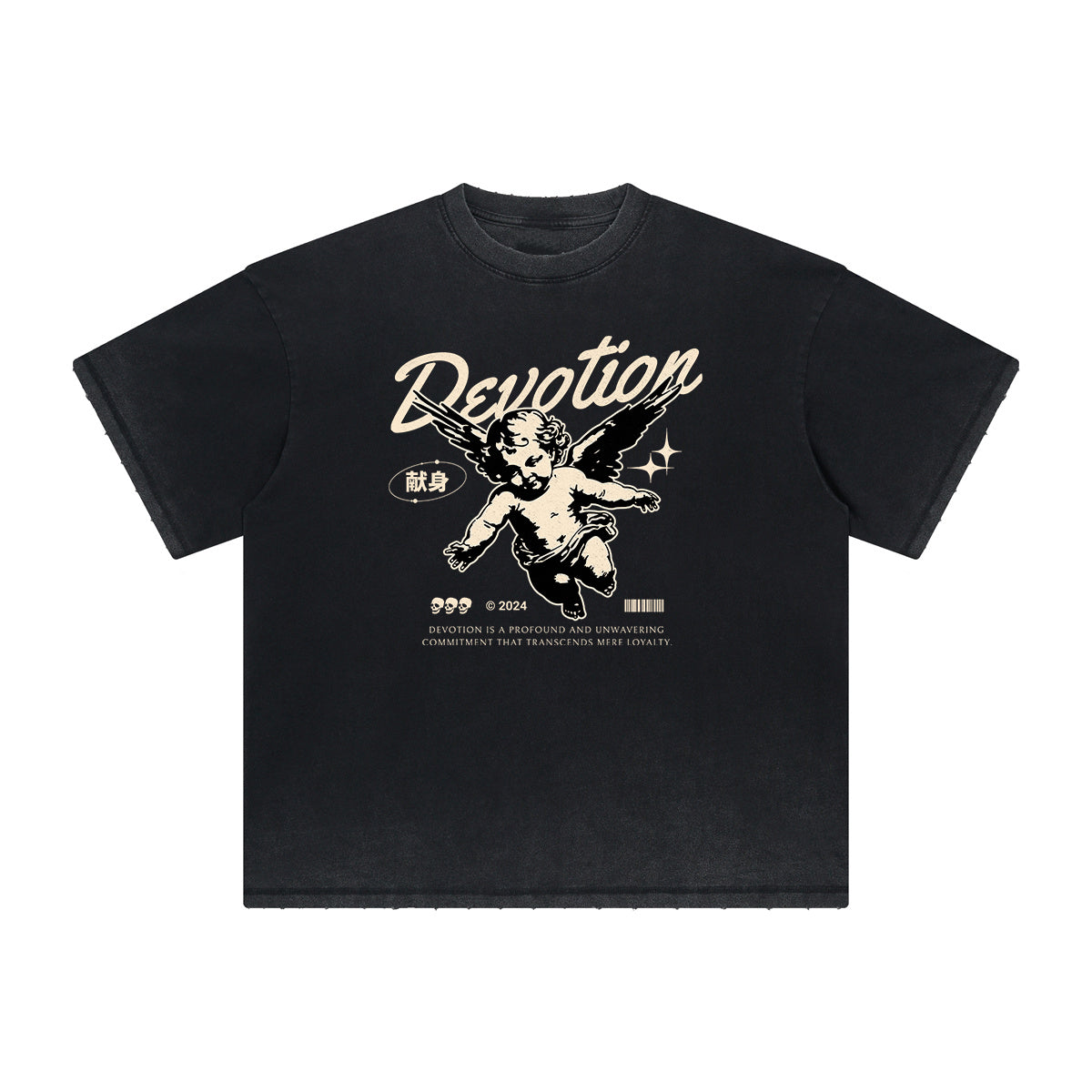 Heavyweight Washed Thick Cupid Pattern Tee