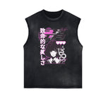 Washed Thick Anime Pattern Tank Top