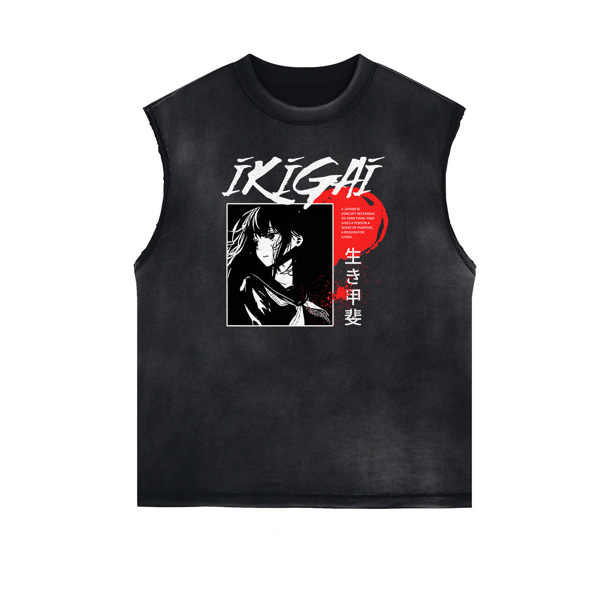 Washed Thick Anime Pattern Tank Top