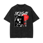 Stone Wash Anime Graphic T Shirt