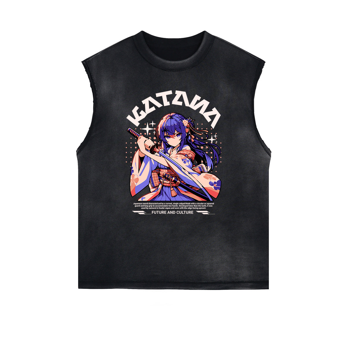 Washed Thick Anime Pattern Tank Top